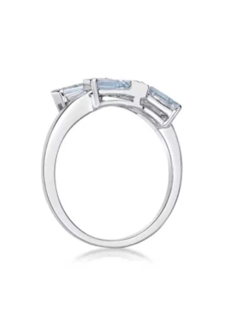 1 ct. t.w. Aquamarine and 7/8 White Topaz Ring Sterling Silver