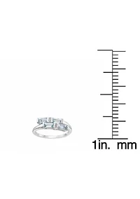 1 ct. t.w. Aquamarine and 7/8 White Topaz Ring Sterling Silver