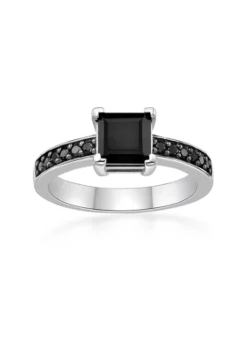 1 3/8 ct. t.w. Black Onyx and 1/4 Spinel Ring Sterling Silver