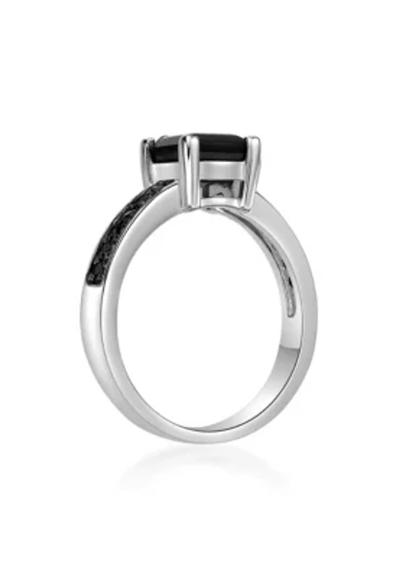 1 3/8 ct. t.w. Black Onyx and 1/4 Spinel Ring Sterling Silver