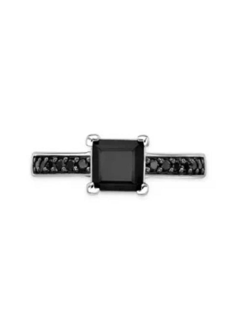1 3/8 ct. t.w. Black Onyx and 1/4 Spinel Ring Sterling Silver