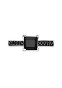 1 3/8 ct. t.w. Black Onyx and 1/4 Spinel Ring Sterling Silver