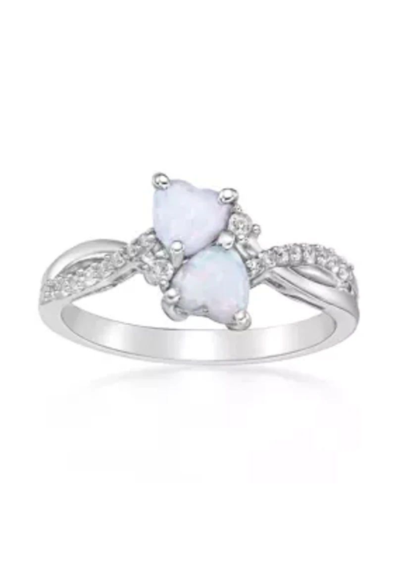 Lab Created 1 ct. t.w. Opal and White Sapphire Ring Sterling Silver