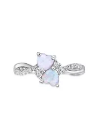Lab Created 1 ct. t.w. Opal and White Sapphire Ring Sterling Silver