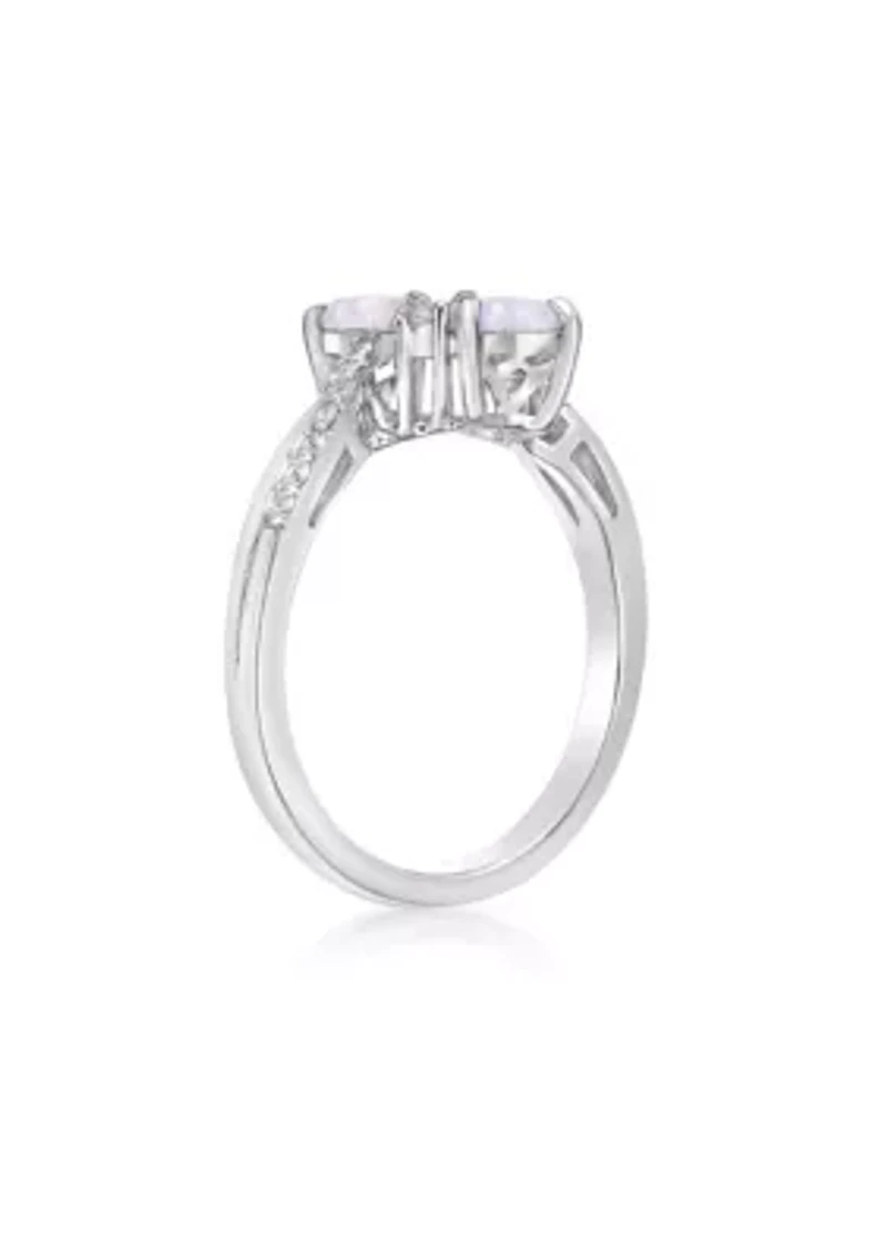 Lab Created 1 ct. t.w. Opal and White Sapphire Ring Sterling Silver