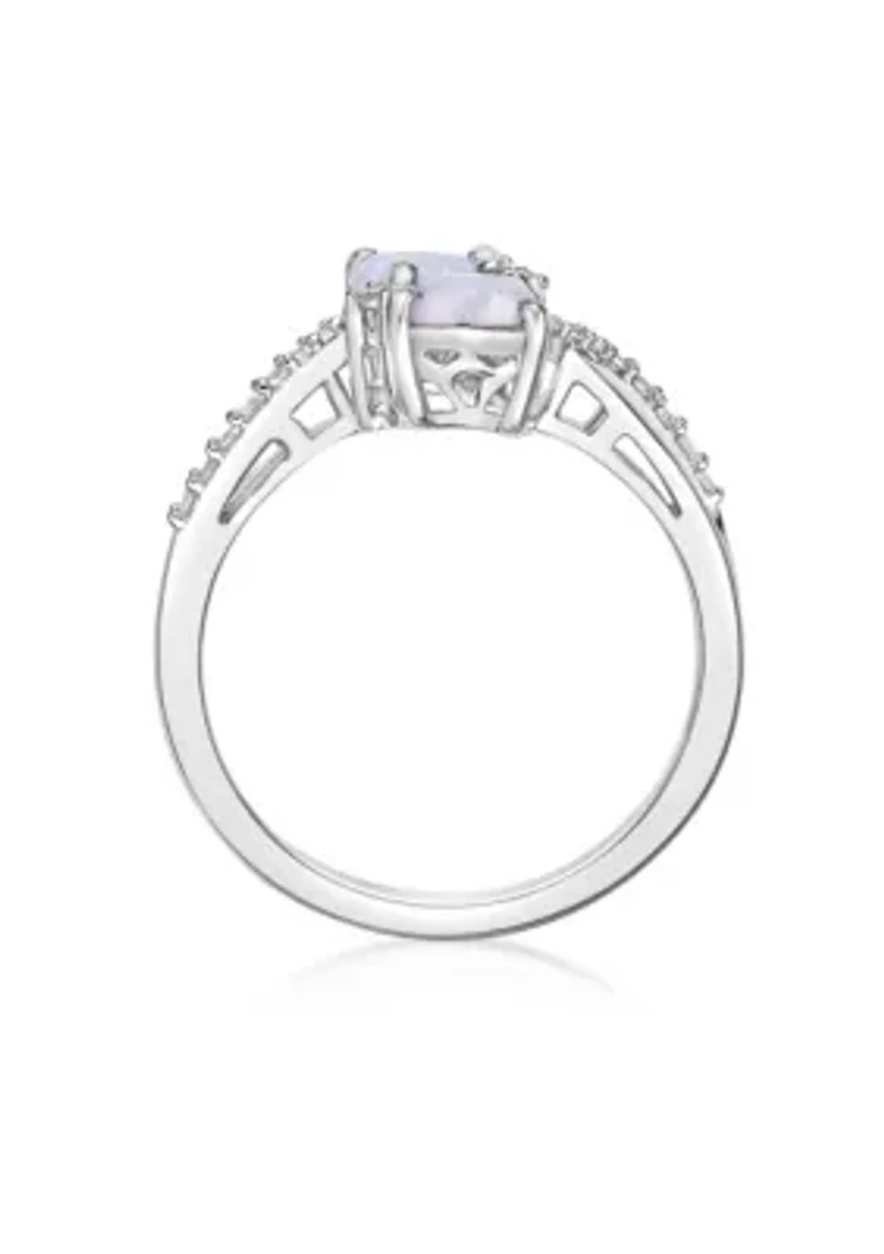 Lab Created 1 ct. t.w. Opal and White Sapphire Ring Sterling Silver