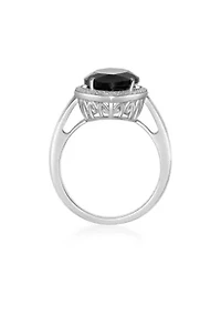7 ct. t.w. Black Onyx and 5/8 Created Whire Sapphire Ring Sterling Silver