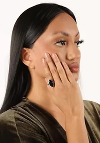 7 ct. t.w. Black Onyx and 5/8 Created Whire Sapphire Ring Sterling Silver