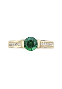 Lab Created 3/4 ct. t.w. Emerald and 1/10 White Sapphire Ring 2 Micron Gold Plated Sterling Silver