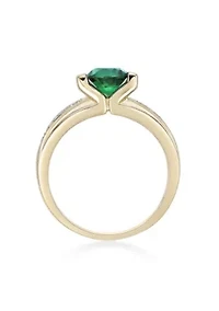 Lab Created 3/4 ct. t.w. Emerald and 1/10 White Sapphire Ring 2 Micron Gold Plated Sterling Silver