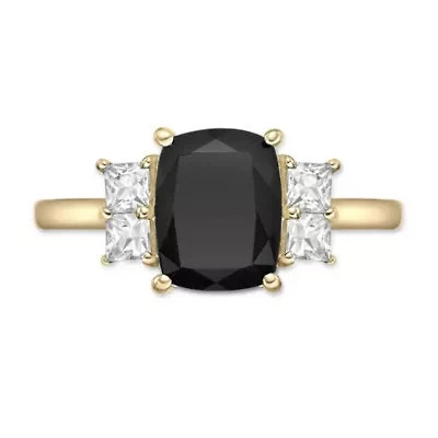 1.76 ct. t.w. Black Onyx and 0.6 Created White Sapphire Ring 10K Gold