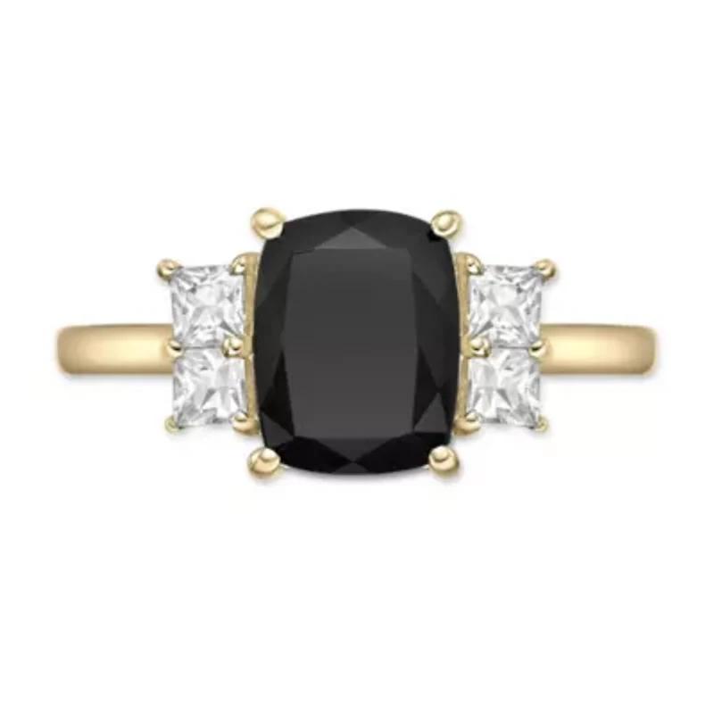 1.76 ct. t.w. Black Onyx and 0.6 Created White Sapphire Ring 10K Gold