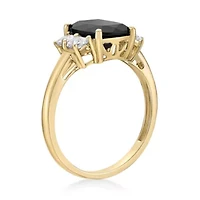 1.76 ct. t.w. Black Onyx and 0.6 Created White Sapphire Ring 10K Gold