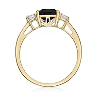 1.76 ct. t.w. Black Onyx and 0.6 Created White Sapphire Ring 10K Gold