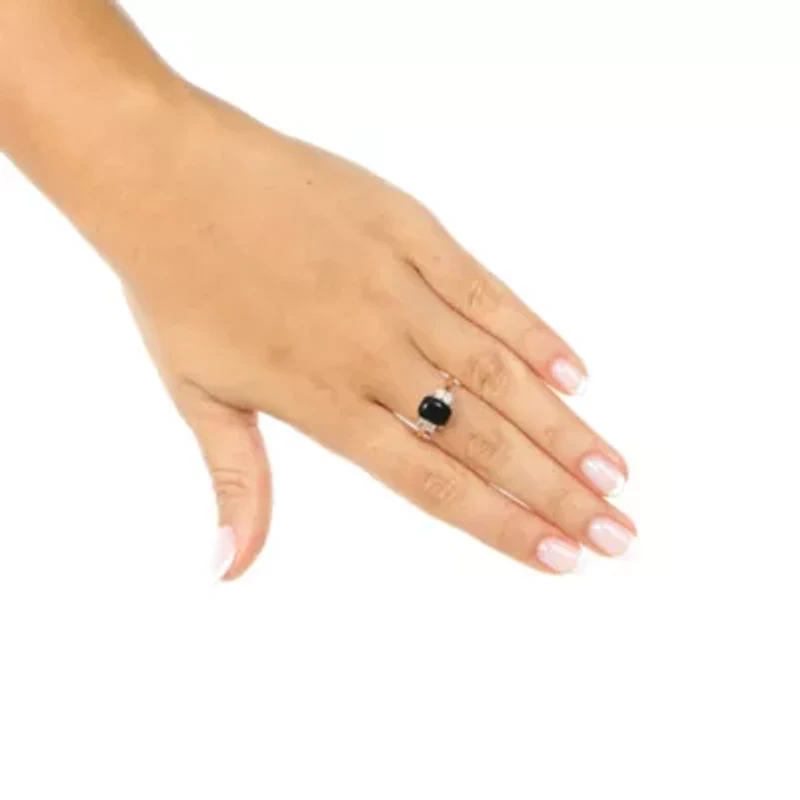 1.76 ct. t.w. Black Onyx and 0.6 Created White Sapphire Ring 10K Gold