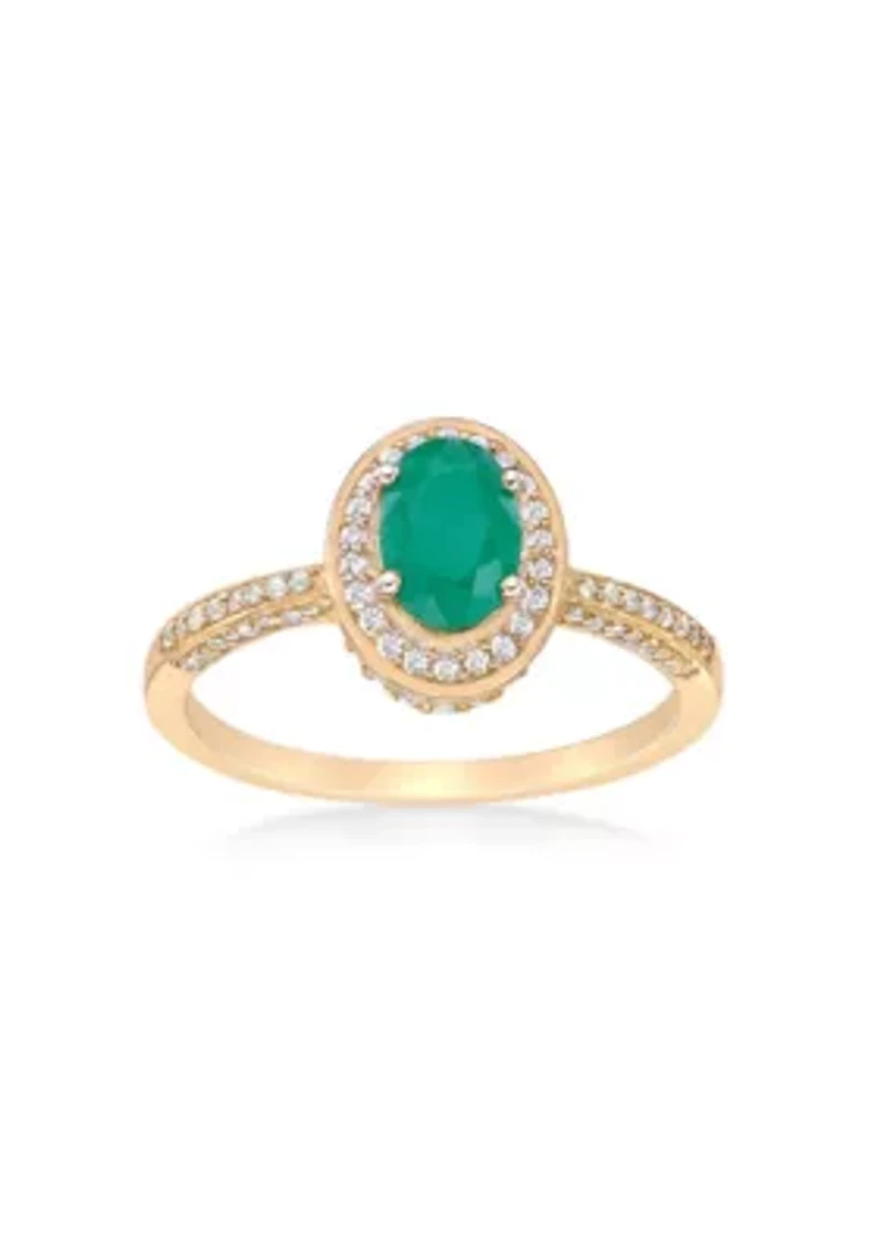 0.8 ct. t.w. Emerald and 0.32 Diamond Ring 10K Gold