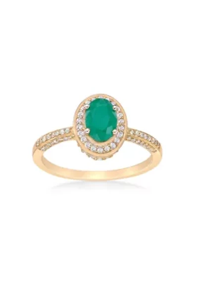 0.8 ct. t.w. Emerald and 0.32 Diamond Ring 10K Gold