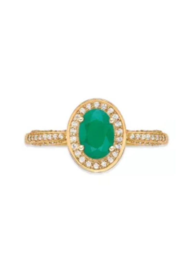 0.8 ct. t.w. Emerald and 0.32 Diamond Ring 10K Gold