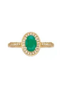 0.8 ct. t.w. Emerald and 0.32 Diamond Ring 10K Gold