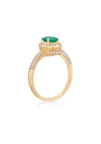 0.8 ct. t.w. Emerald and 0.32 Diamond Ring 10K Gold