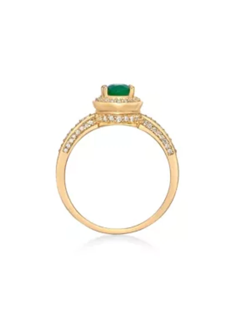 0.8 ct. t.w. Emerald and 0.32 Diamond Ring 10K Gold