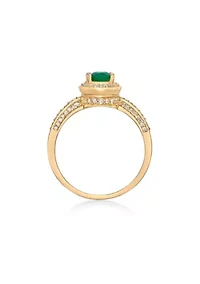 0.8 ct. t.w. Emerald and 0.32 Diamond Ring 10K Gold