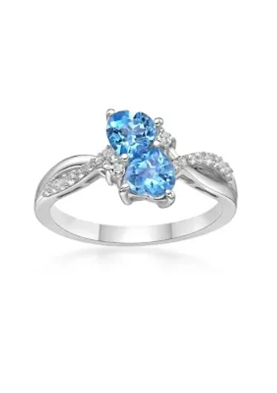 1 1/5 ct. t.w. Blue Topaz and Created White Sapphire Ring Sterling Silver