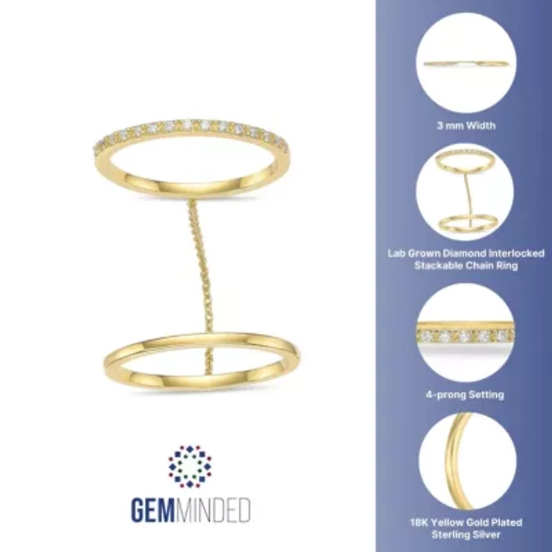 Lab Created Gemminded 1/10 ct. t.w. Lab-Grown Diamond Ring 18k Gold Over Silver