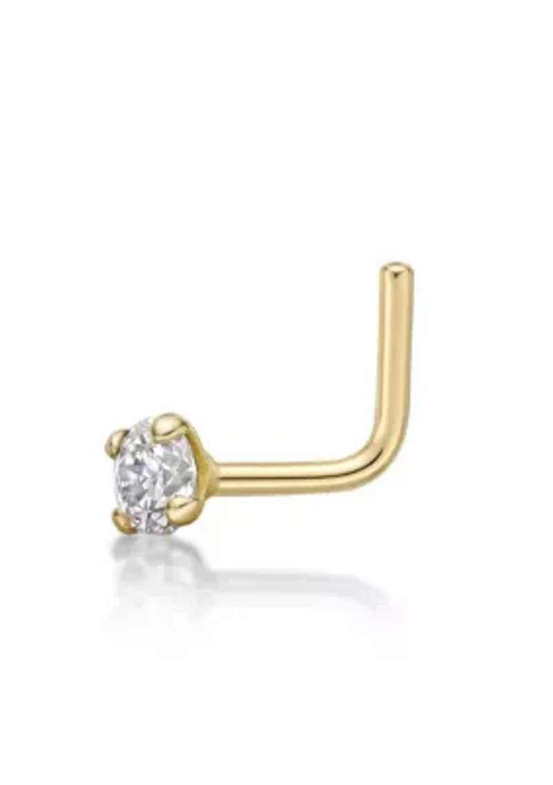 Lila Moon Diamond Accent L-Shape Nose Stud in 14K Gold