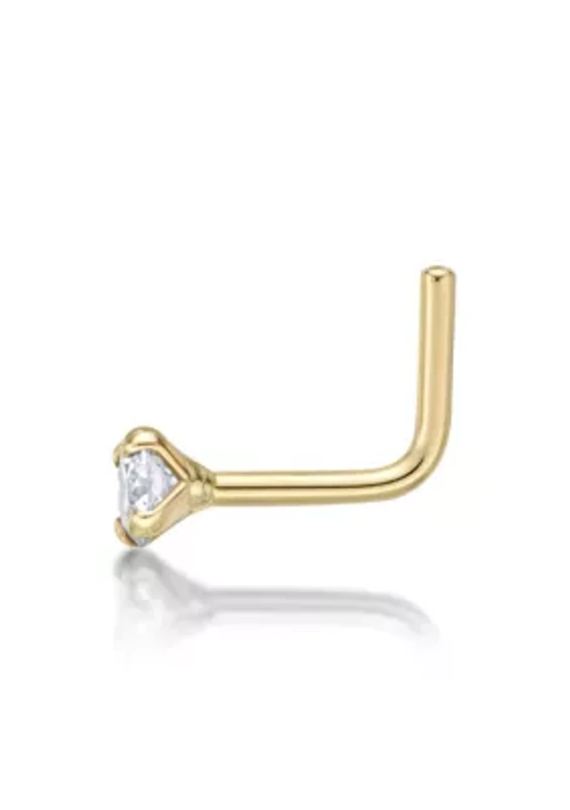 Lila Moon Diamond Accent L-Shape Nose Stud in 14K Gold