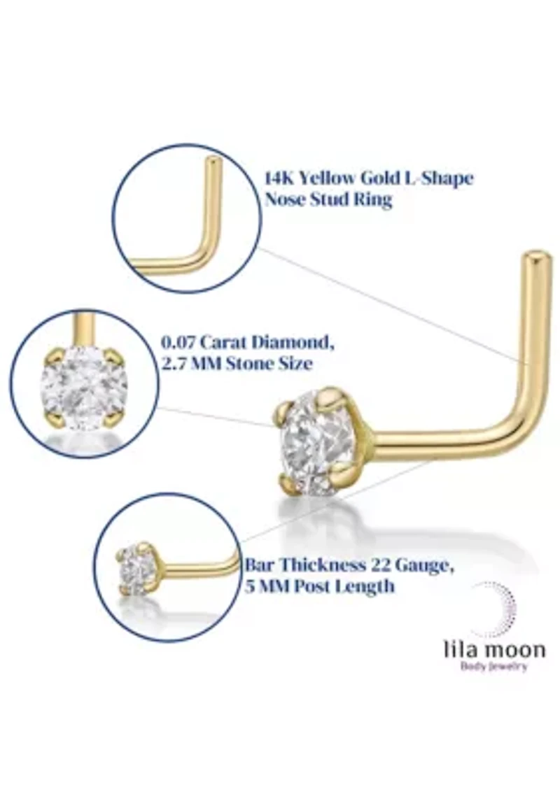 Lila Moon Diamond Accent L-Shape Nose Stud in 14K Gold