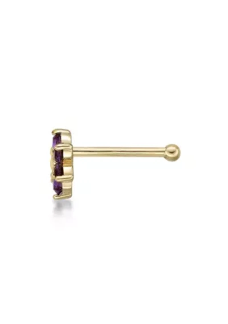 Lila Moon Crystal Accent Flower Nose Ring 14K Gold