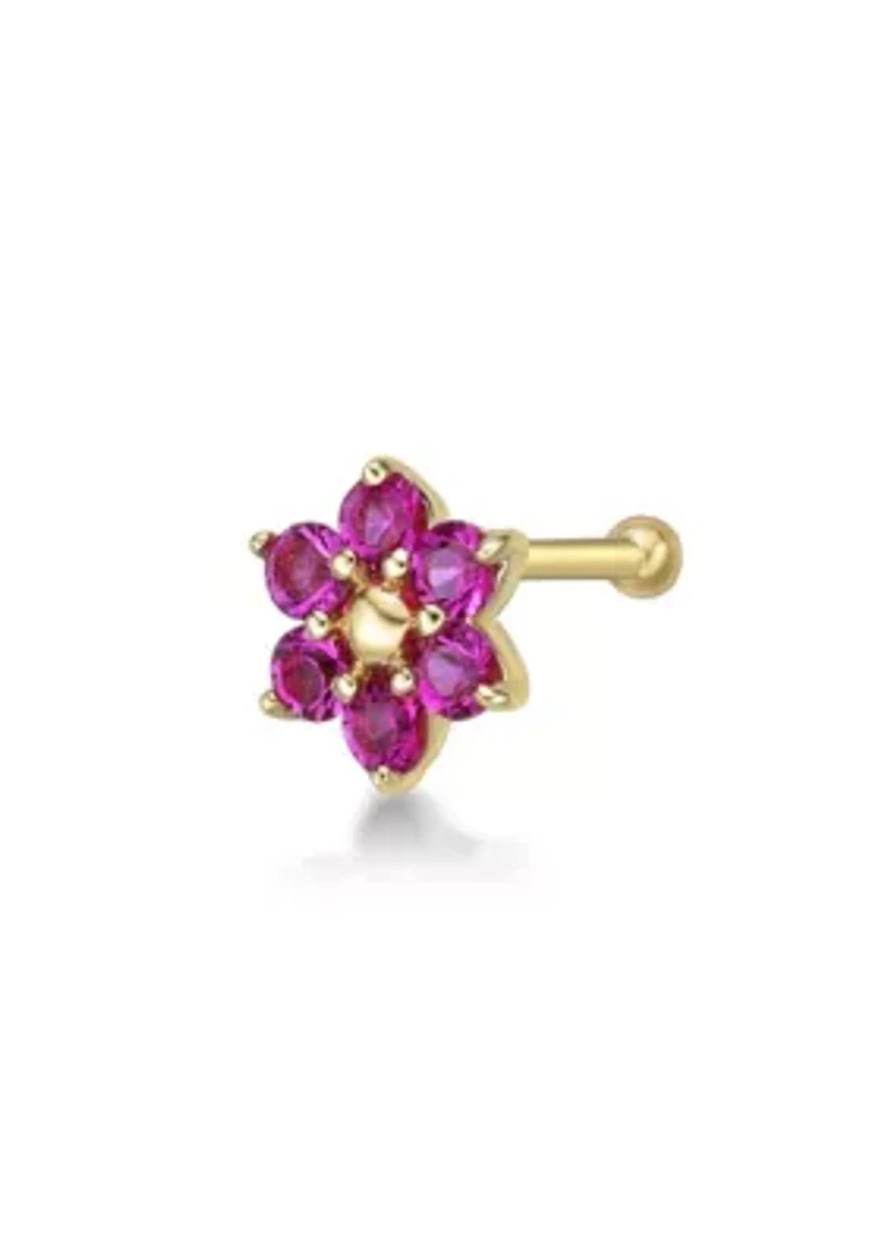 Lila Moon Crystal Accent Flower Nose Ring 14K Gold