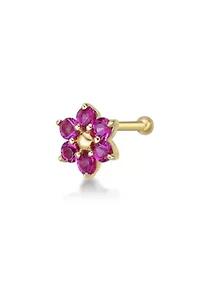 Lila Moon Crystal Accent Flower Nose Ring 14K Gold
