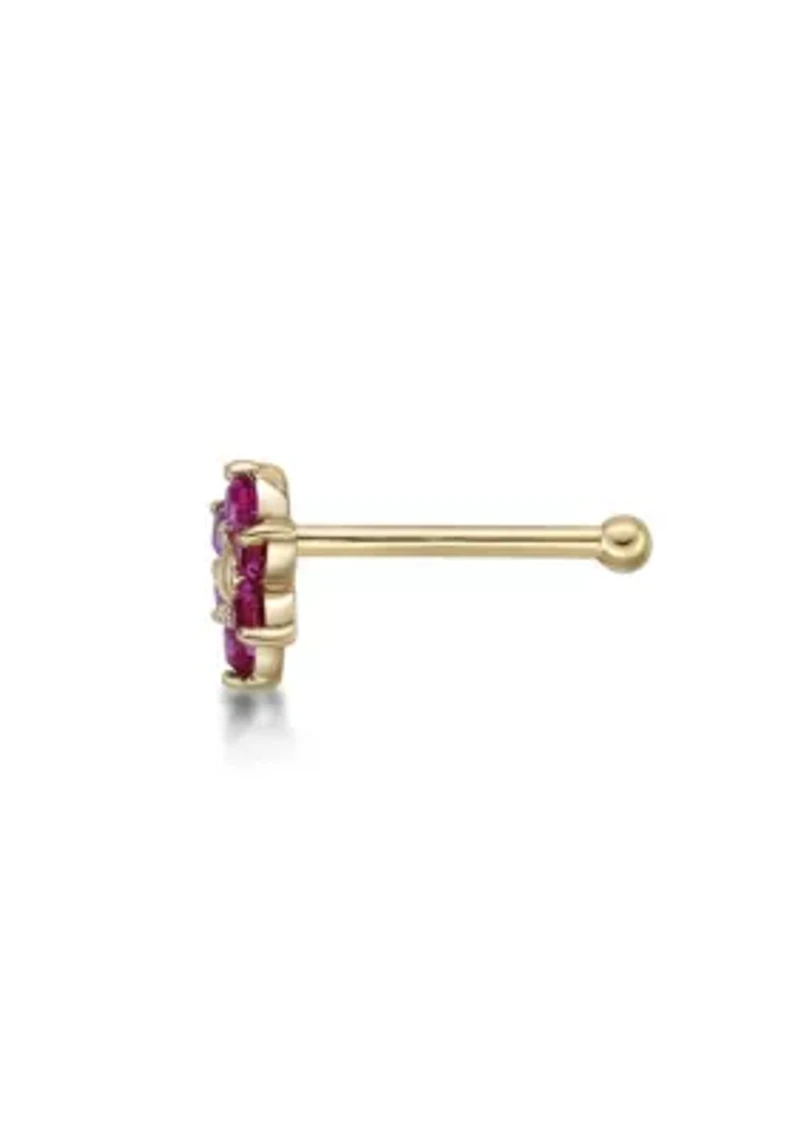 Lila Moon Crystal Accent Flower Nose Ring 14K Gold