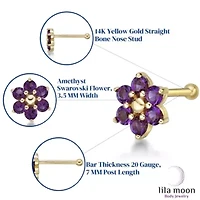 Lila Moon Crystal Accent Flower Nose Ring 14K Gold