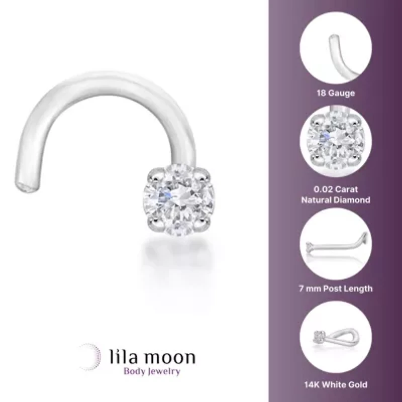 Lila Moon Diamond Accent Curved Nose Stud in 14K Gold
