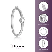 Lila Moon Diamond Accent Hoop Nose Ring in 14k Gold