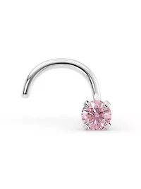 Lila Moon Pink Crystal Curved Nose Stud in 14K Gold
