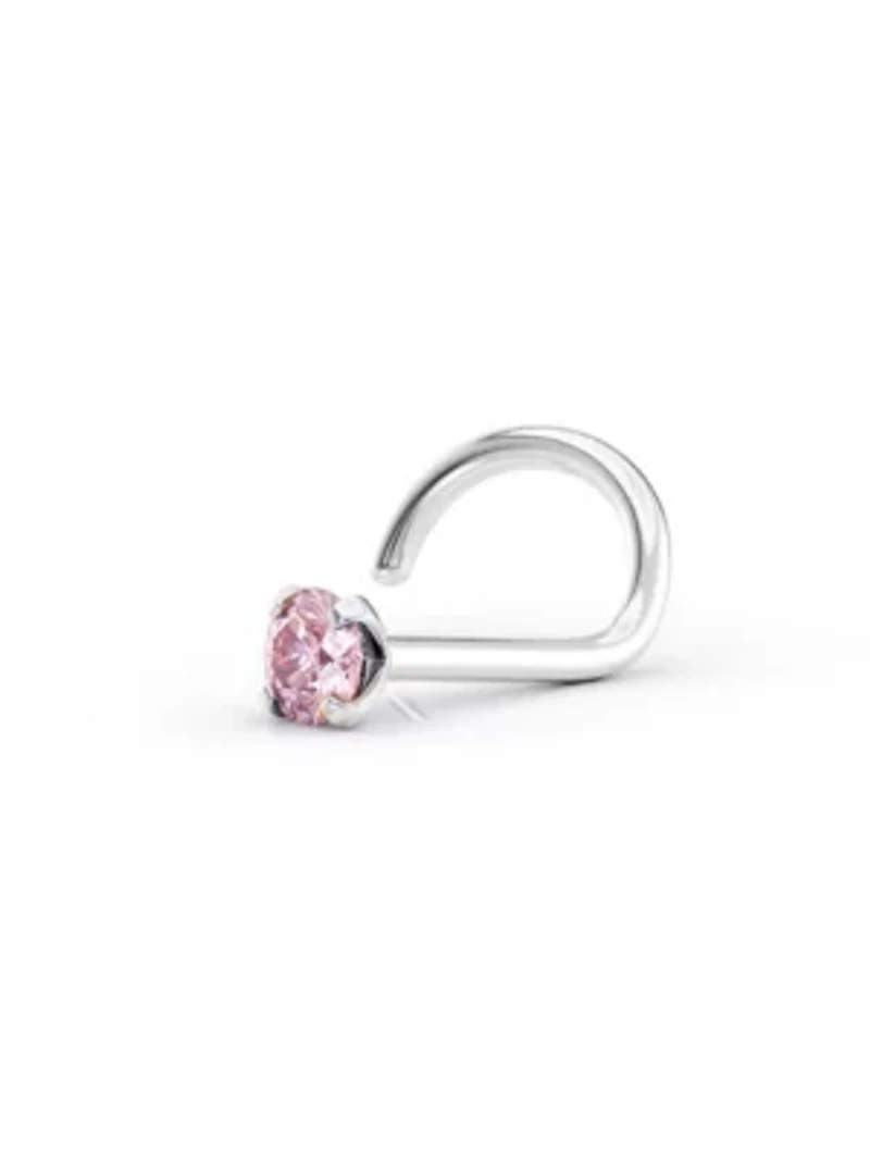Lila Moon Pink Crystal Curved Nose Stud in 14K Gold