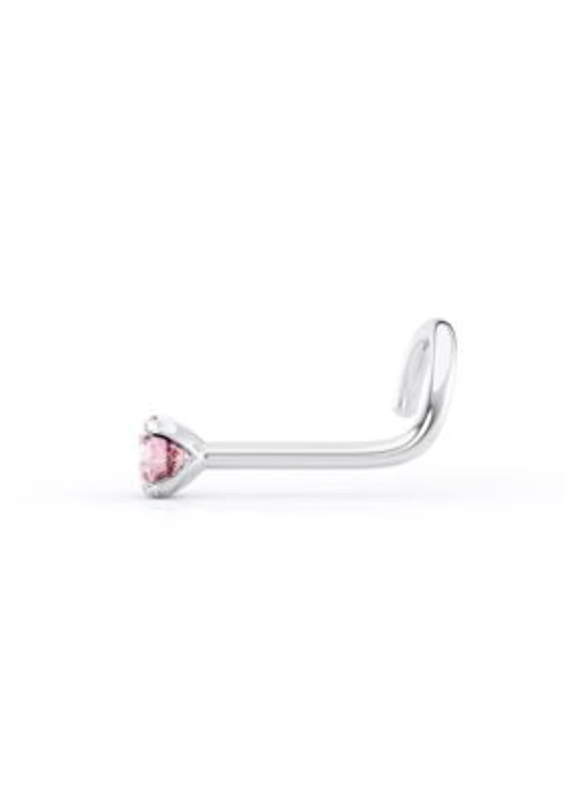 Lila Moon Pink Crystal Curved Nose Stud in 14K Gold
