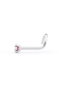 Lila Moon Pink Crystal Curved Nose Stud in 14K Gold