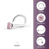 Lila Moon Pink Crystal Curved Nose Stud in 14K Gold