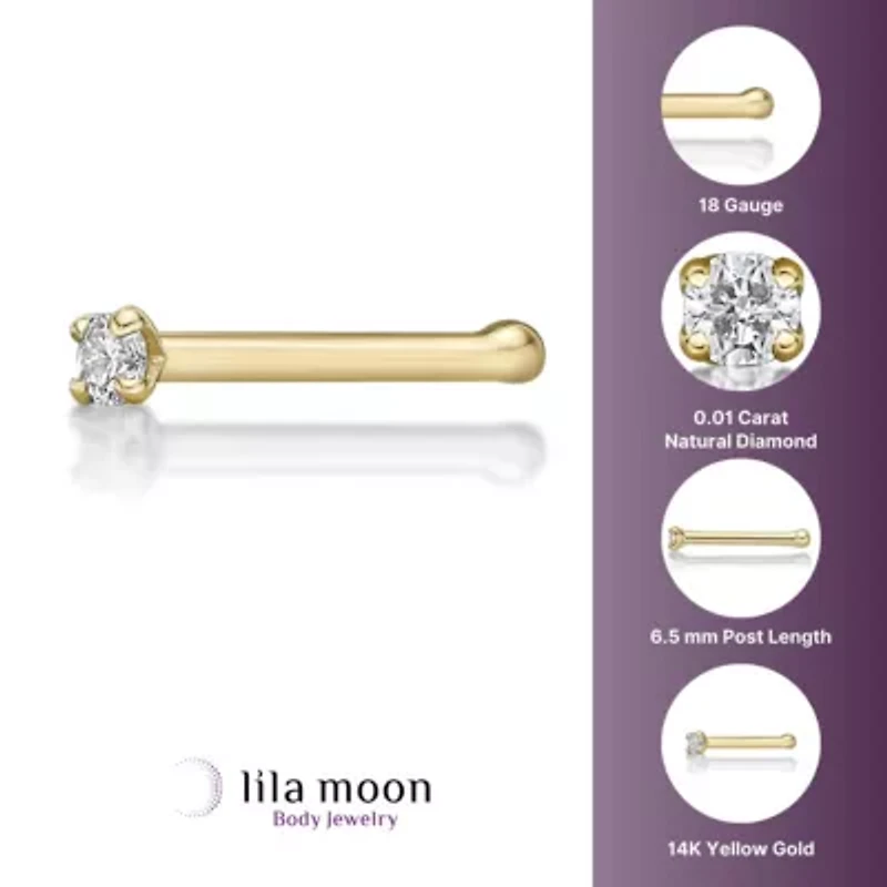 Lila Moon Diamond Accent Nose Stud in 14K Gold
