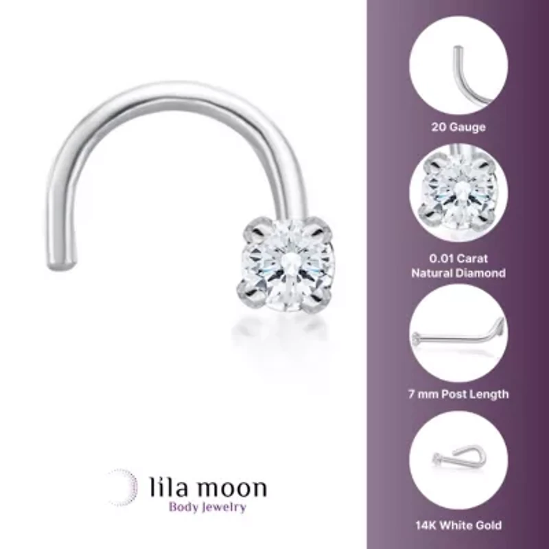 Lila Moon Diamond Accent Curved Nose Stud in 14K Gold