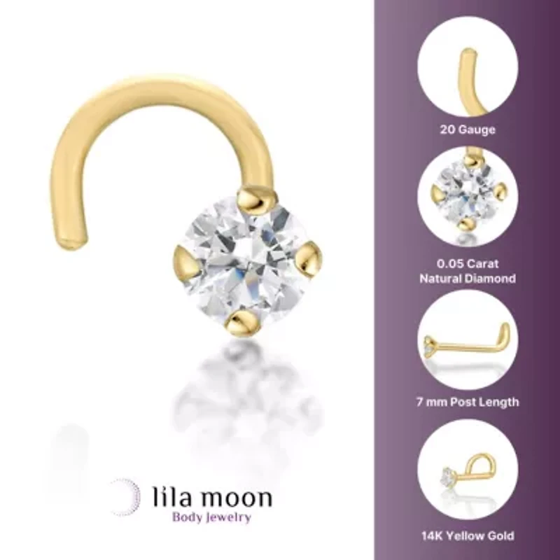 Lila Moon Diamond Accent Curved Nose Stud in 14K Gold