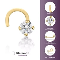 Lila Moon Diamond Accent Curved Nose Stud in 14K Gold