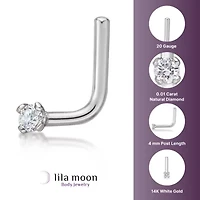 Lila Moon Diamond Accent 90 Degree Nose Stud in 14K Gold