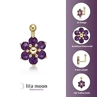 Lila Moon Crystal Accent Flower Nose Ring 14K Gold