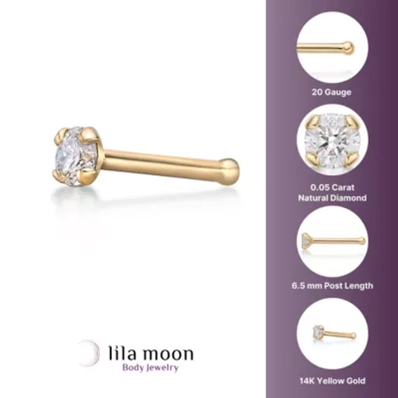 Lila Moon Diamond Accent Nose Stud in 14K Gold